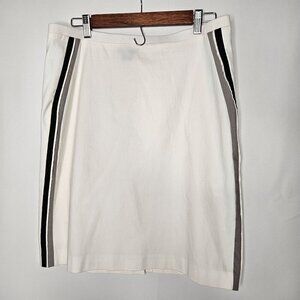 Pure Amici White Skirt Stripe Detail Side Sporty USA Made, Italian Fabric Large